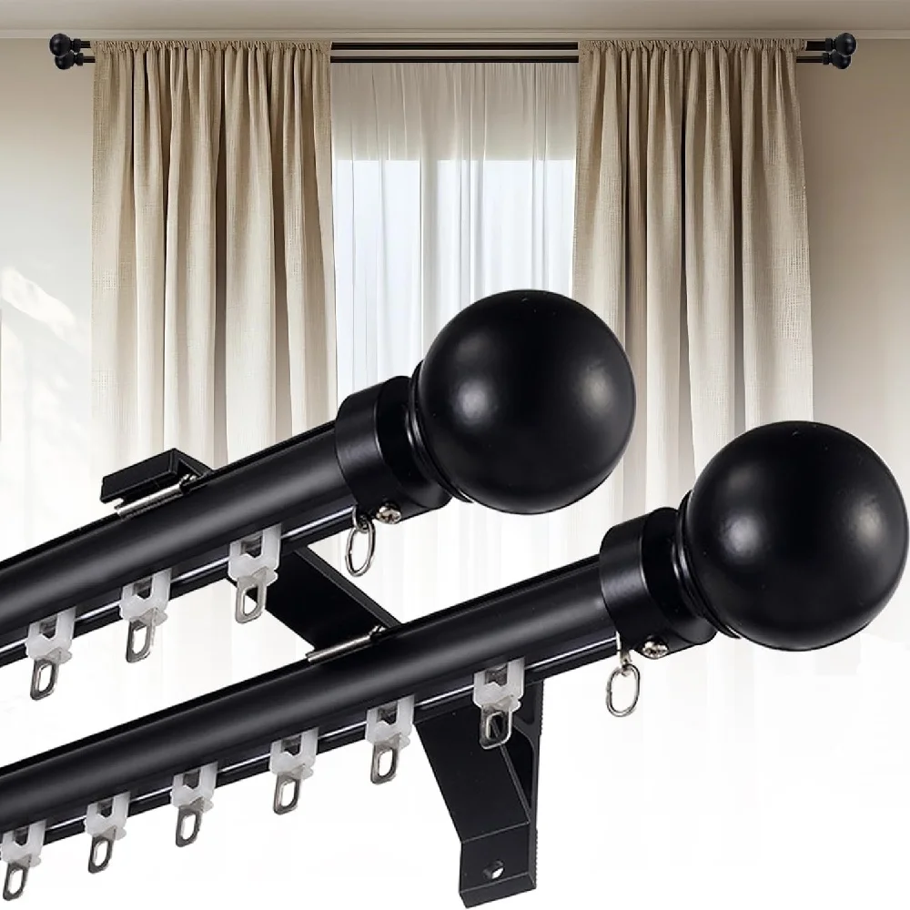 รางม่านแบบรางคู่ ติดผนัง อลูมิเนียมอัลลอยด์ เงียบไร้เสียง  เหมาะสำหรับห้องนอน ห้องนั่งเล่น 1