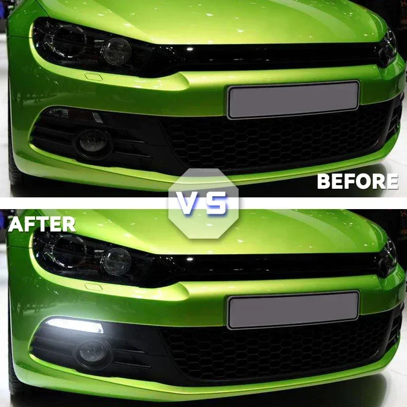 Per VW Scirocco 2008-2013 Auto Anteriore LED indicatore laterale Lampada Ambra Indicatori di direzione e Luci di marcia diurna DRL bianche - Image 2
