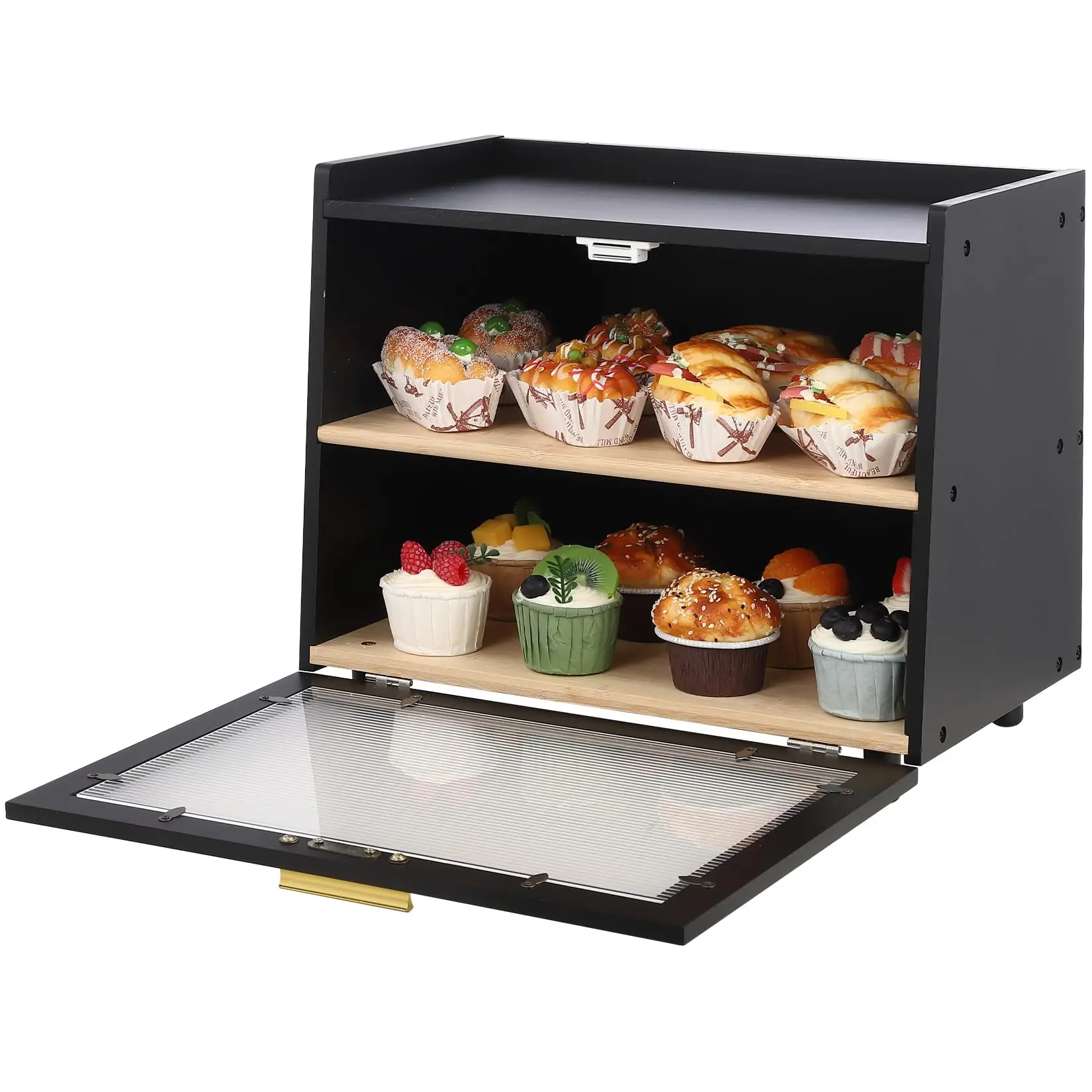 GAOMON Double Layer Large Bread Box, Bamboo Bread Box for Kitchen Counter, Bread Containerr, Bamboo Bread Storage Container 2