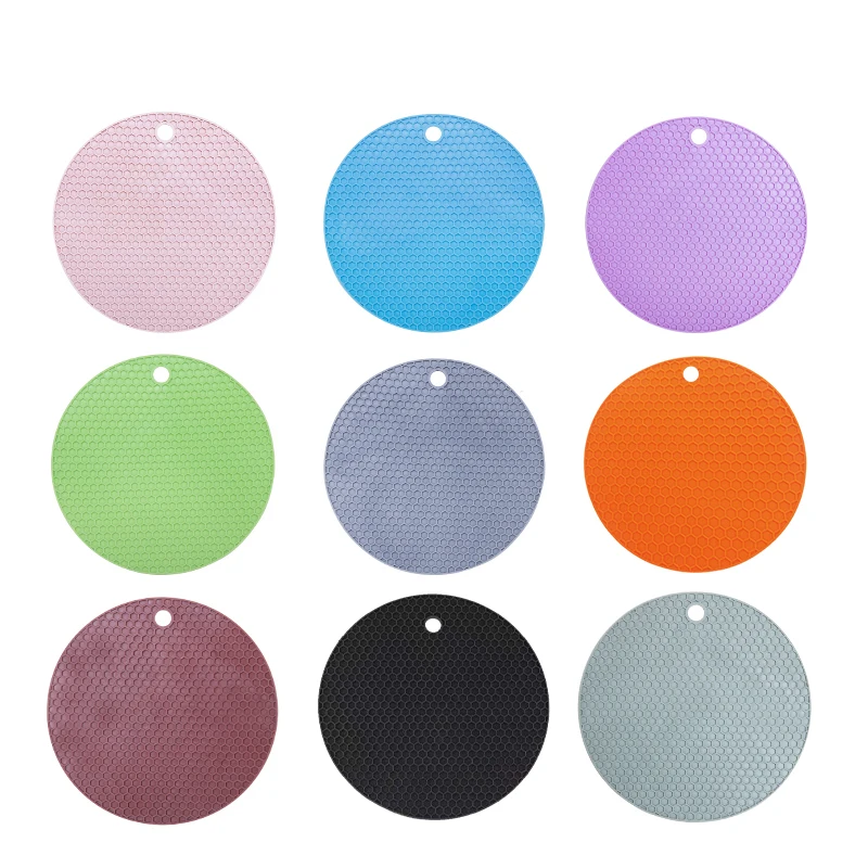 18/14cm Round Silicone Table Mat Extra Thick Placemat Open Cans Honeycomb  Hot Pad Coffee Cup Coaster Creative Kitchen Pot Holder