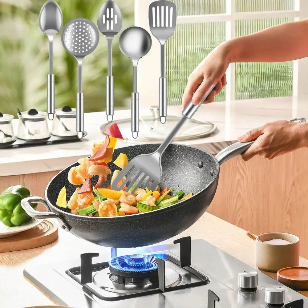 Stainless Steel Wok Spatula Long Handle Kitchen Cooking Tool