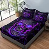 Purple Light Skull Pattern Fitted Sheet Set-Soft And Comfortable Bedding Cover Set For Bedroom Guest Room And Dorm Decor 2