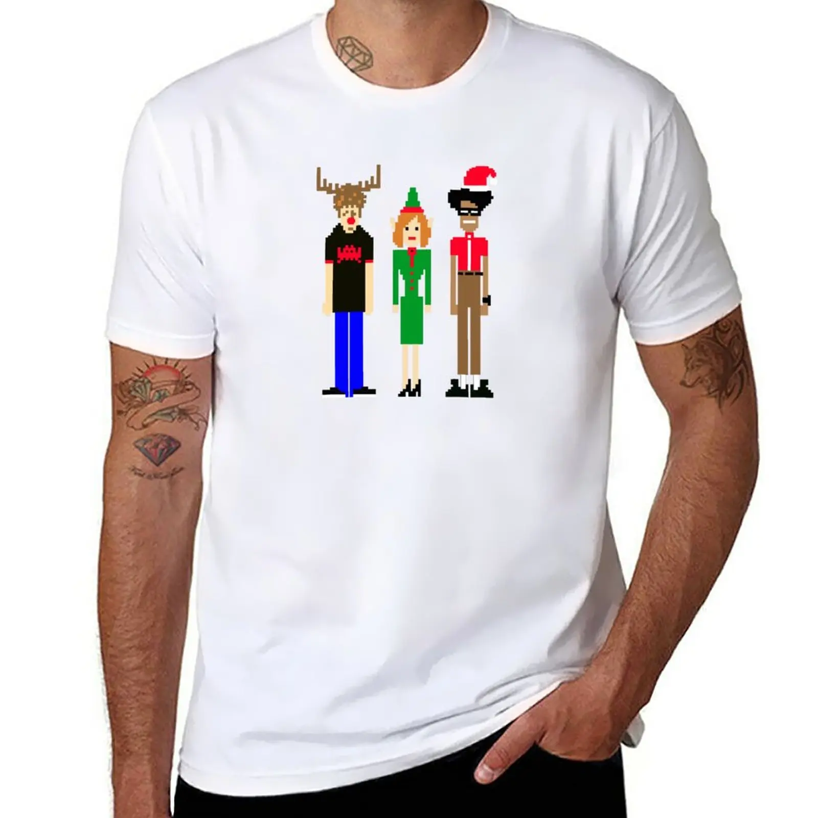 

8-Bit Christmas IT Crowd T-Shirt Short sleeve tee tops cute tops men t shirts