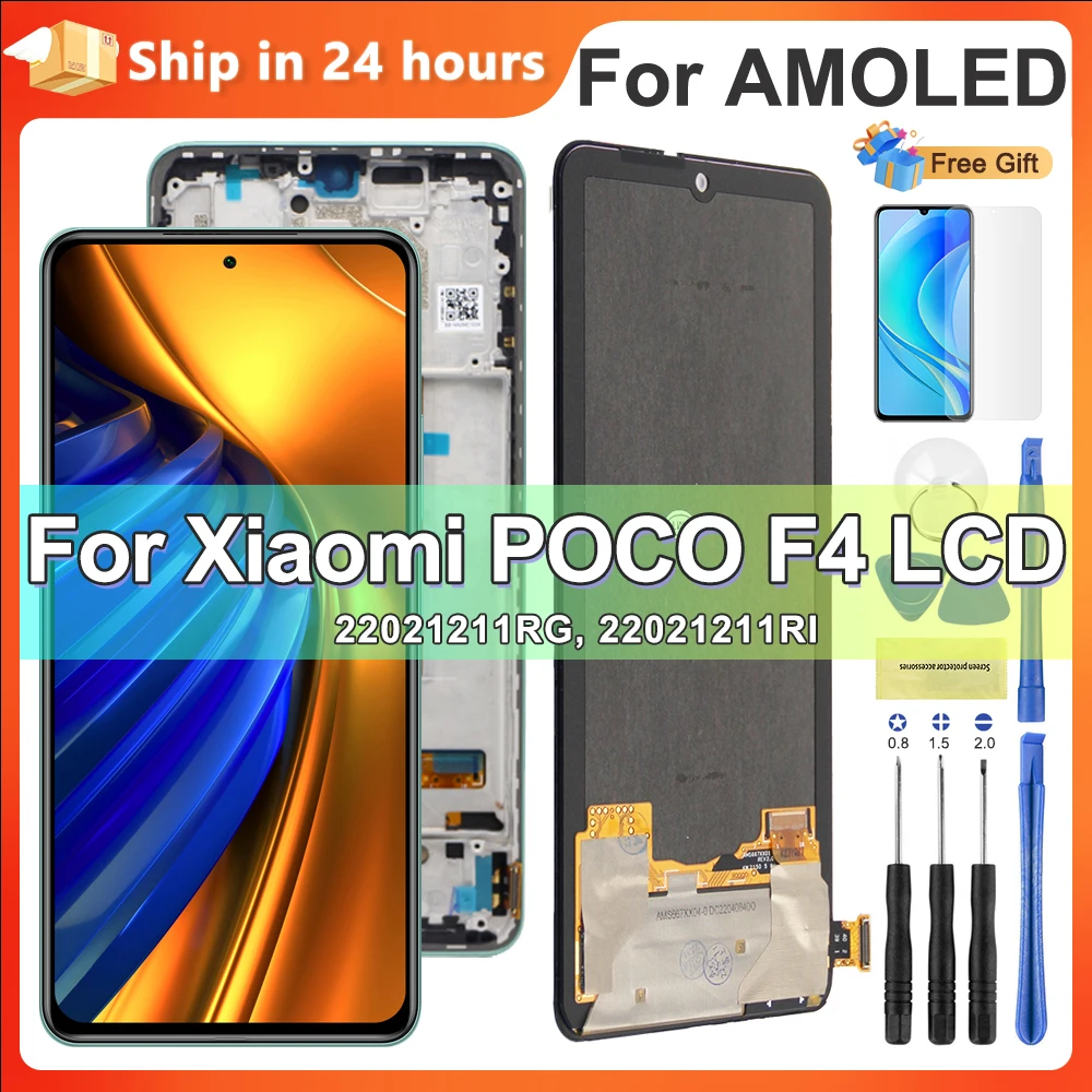 

ЖК-дисплей AMOLED 6,67 ''для Xiaomi POCO F4, дигитайзер сенсорного экрана для POCOF4 22021211RG 22021211RI, запчасти для замены экрана