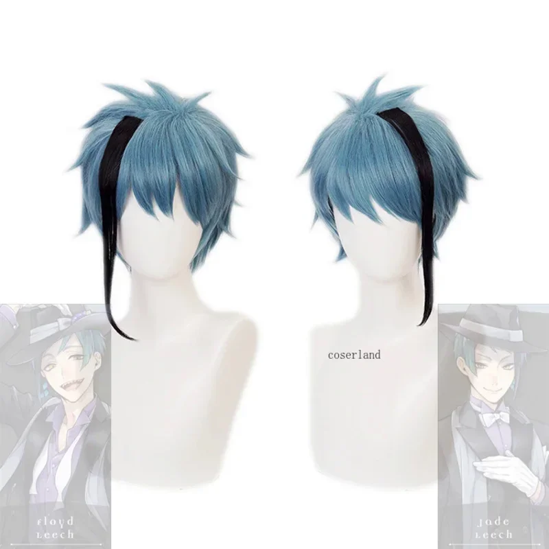 Twisted Wonderland Cosplay Floyd Leech Jade Leech Costume Uomo Halloween Carnival Short Blue Wig Fashion Free Wig Cap