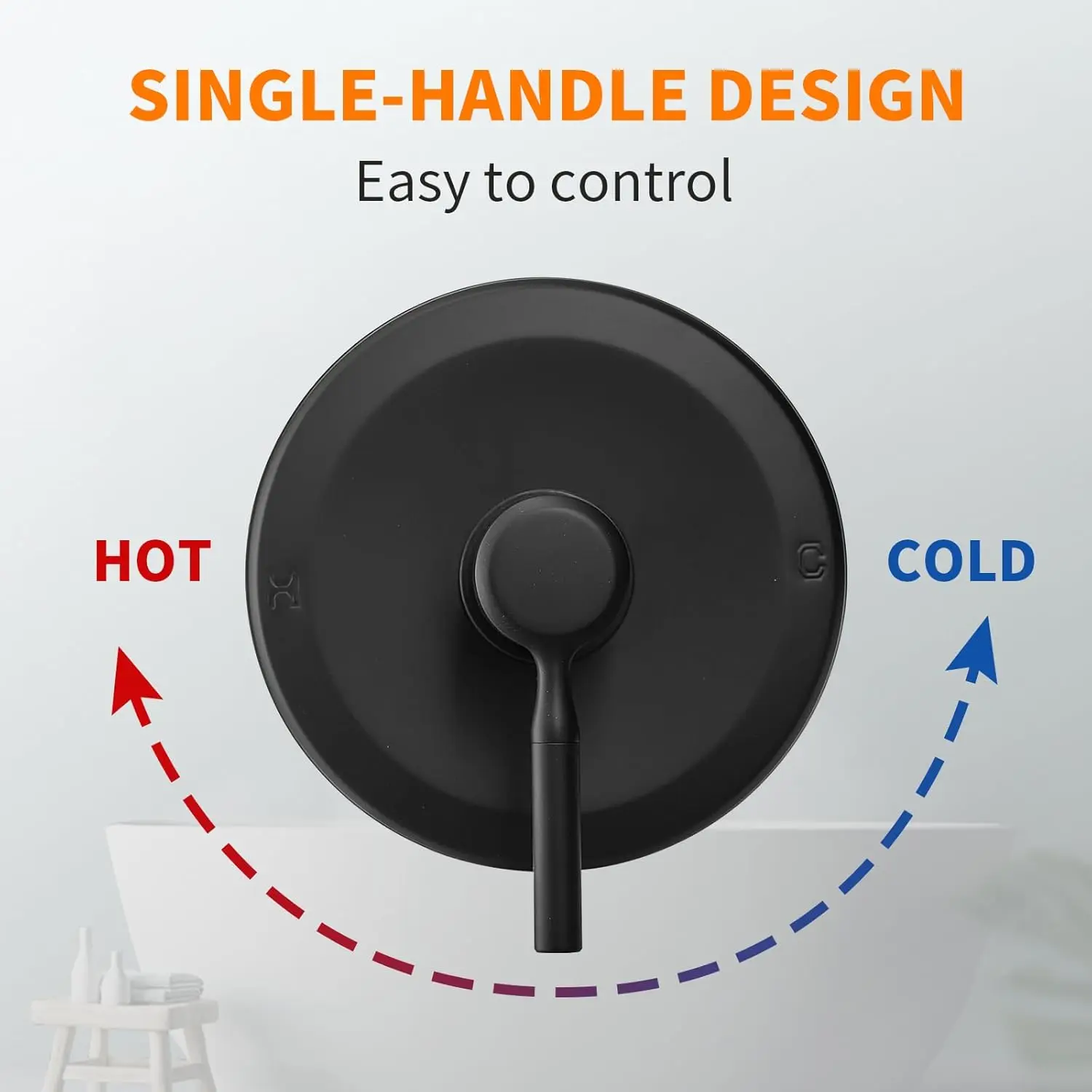 Tub Shower Faucet Set Valve Included with 6-Inch Rain Shower Head and Tub Spout Single-Handle Tub and Shower Trim Kit Matte 5