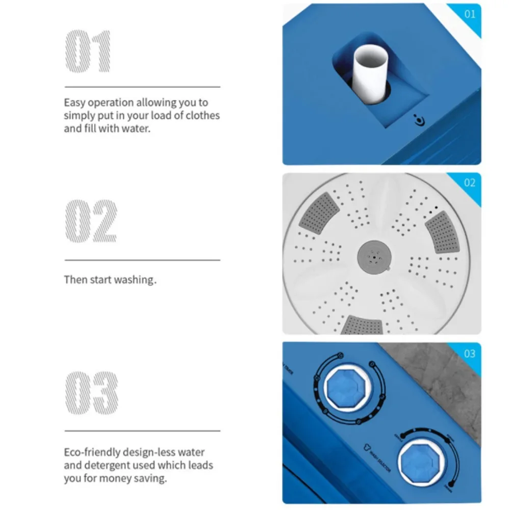 Washing Machine, with Built-in Drain Pump 26Lbs Semi-automatic for Apartment, Dorms, RVs, Camping and More, Washing Machine