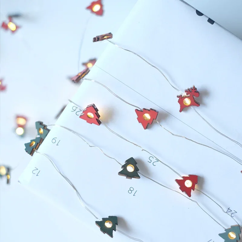 

BG Скандинавская деревянная белая красная Лось Снежинка в форме дерева светильник ная гирлянда Рождественская атмосферная Декорация