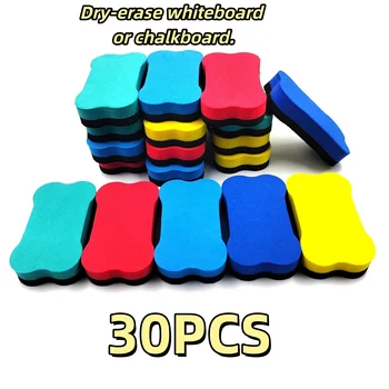 30 Pezzi Gomme Cancellabili a Secco per Lavagna, Colorate e Assortite, a Forma di Osso, Multicolore, in Spugna Gommata, per Aula, Casa e Ufficio, Materiale Scolastico