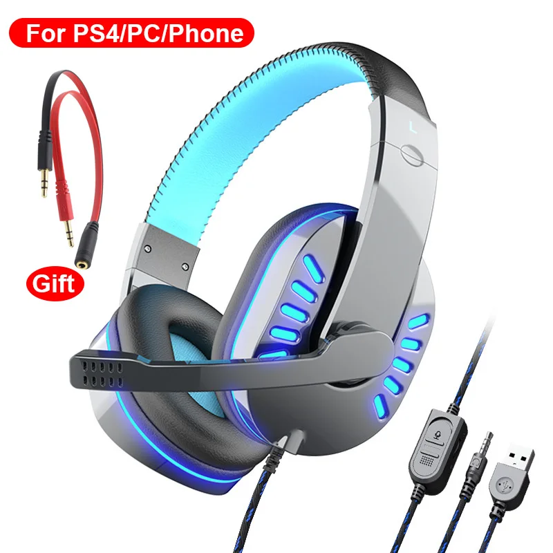 

KINGSTAR Wired Gaming Headset Stereo Gamer Headphone with Microphone Voice Control Noise Cancelling Earphones for PS4 PC Laptop