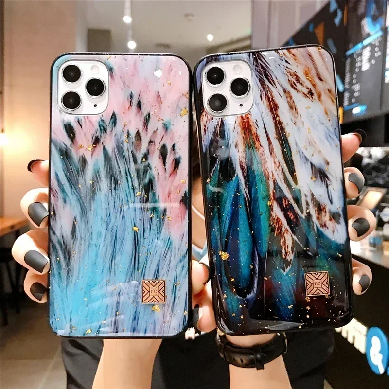 Gold Foil Silicone Phone Case For iPhone 16 15 14 13 12 11 Pro Max Plus