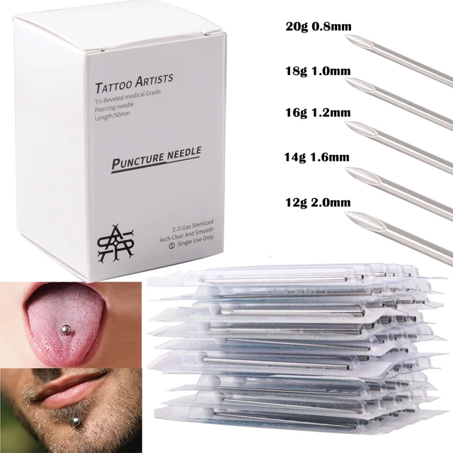 10Pcs Disposable Sterile Body Piercing Needles Tattoo Piercing
