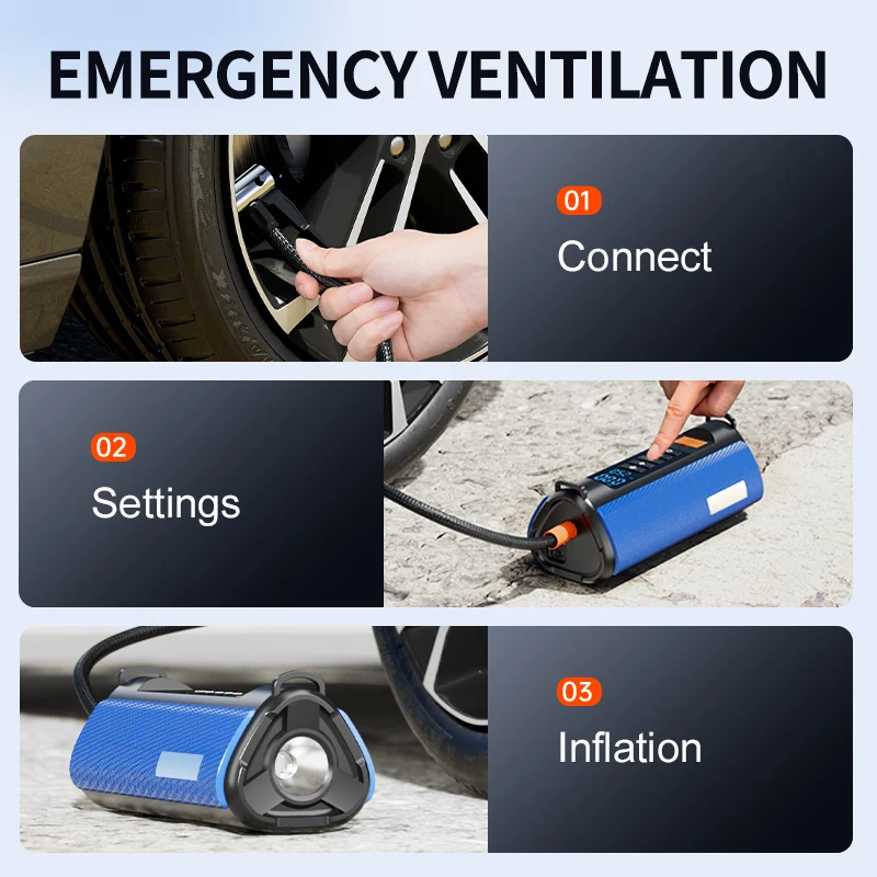 Car Jump Starter Air Pump Power Bank Lighting Portable Air Compressor 4 In 1 Cars Battery Starters Starting AutoTyre Inflator