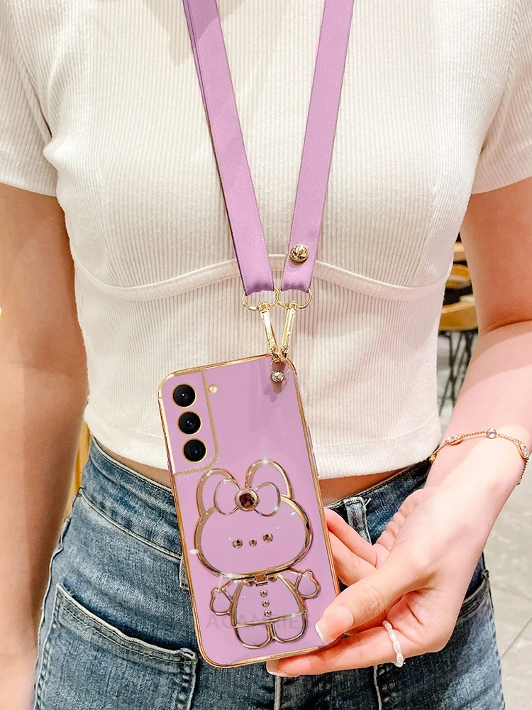 Premium Crossbody Mirror Holder Silicone Case with Lanyard