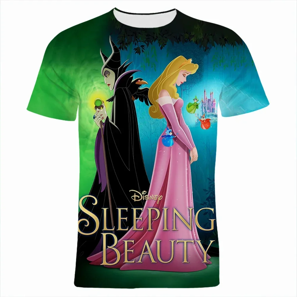Magliette Disney Sleeping Beauty Cartoon Anime Maleficent 3D Print Streetwear Uomo Donna Moda Maglietta Oversize Magliette Per Bambini Top