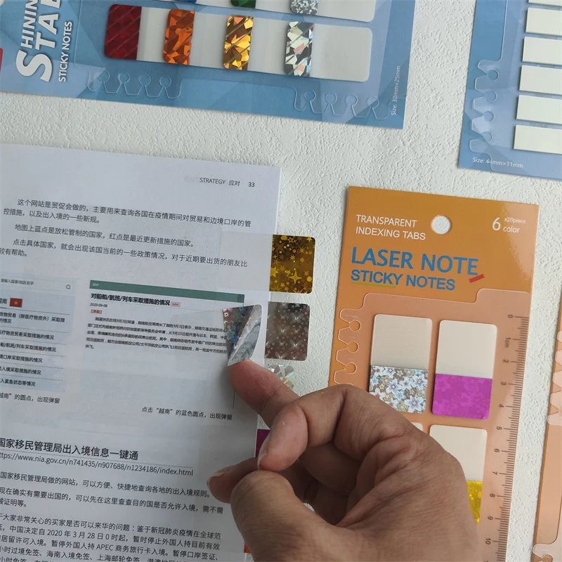 120/200 Sheet Stickers 8/10 Color Clear Transparent Laser Index Tabs Flags Sticky Note Stationery School Office Supplies 6