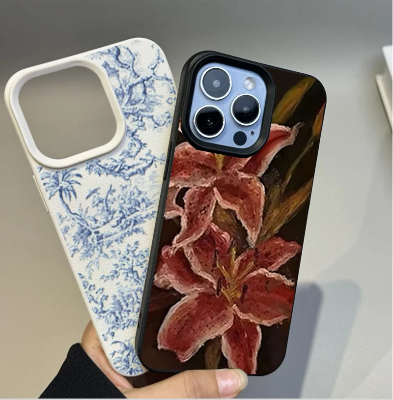 Violet Flowers Soft PU Leather Matte Phone Case