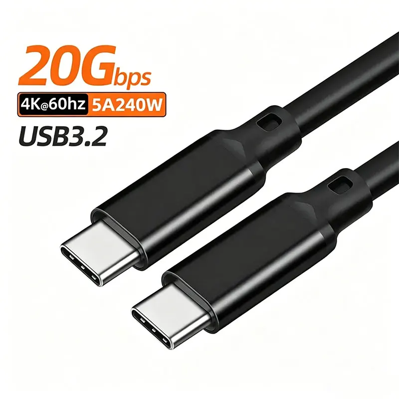 Enhanced High-Speed USB-C to USB-C Cable - 240W Power Delivery, 4K Video Support, 5Gbps Data Transfer