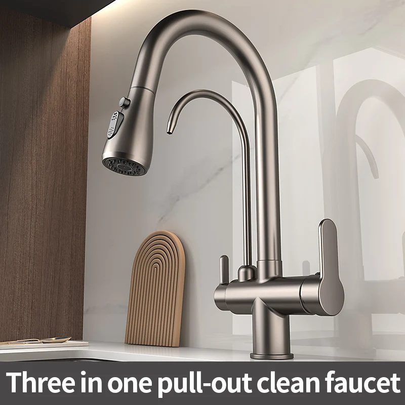 Matte-Black-Pure-Water-Kitchen-Faucet-Dual-Handle-Hot-and-Cold-Drinking ...