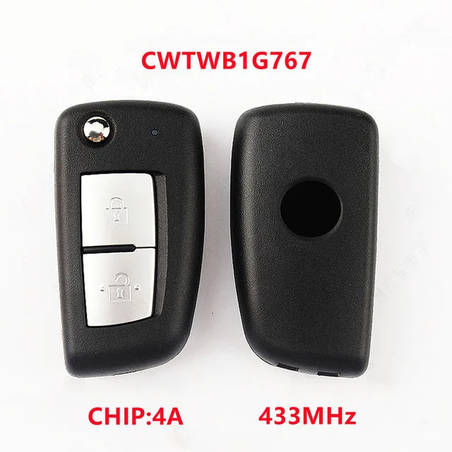 Keychanel 2Buttons 433MHz 4A Chip Flip Remote Key for Nissan Qashqai J11 Pulsar C13 Juke F15 X-Trail T32 Micra CWTWB1G767 NSN14