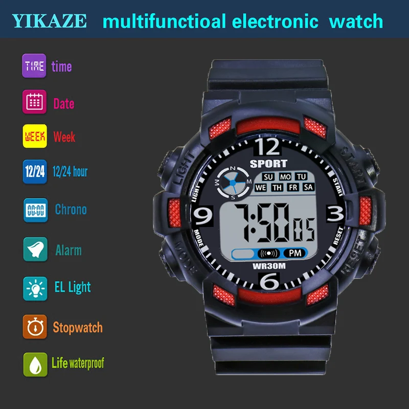 S139378b2403243e58be67c71c5f07d3fF Military Digital Watch for Men Outdoor Men's Sports Watches Clock Waterproof Luminous Chronograph Student Electronic Wristwatch Mallzona