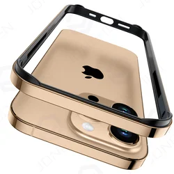 Orange Bumper Case with Hybrid Silicone Frame and Luxury Light Aluminum Metal Finish - iPhone 17 (Desert Gold BK)