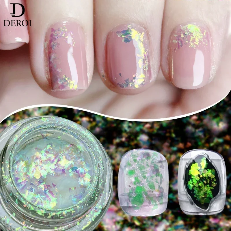 

DEROI Nail Powder for Manicure Pigment 0.3g Auroral Nail Sequins Decoration Shiny Glitter Brocade Nails Accessories Cosmetics