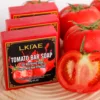 LKIAE Brand Tomato Fruit Scented Handmade Natural Bar Soap For Face And Body Whitening Oil Control Brightens Skin Shrink Pore 6