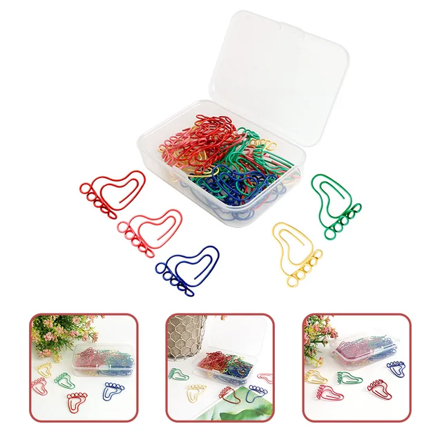 Little Feet Paper Clip Paperclips Office Kids Party Decoration Supplies Footprint Shaped Bookmarks Metal 2