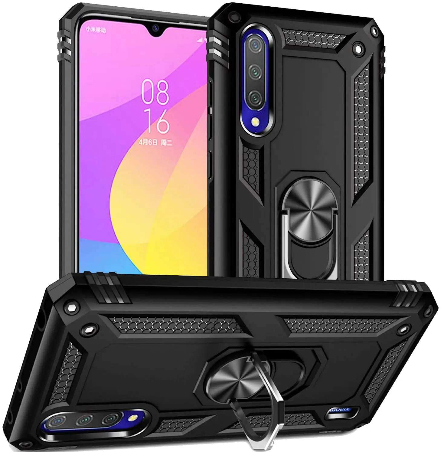 Phone Case Phone Protector Cover Magnetic Case For Xiaomi A3 Mi A3 MiA3 Protector Military Armor Shockproof Magnet Car Holder Ring Case Cover