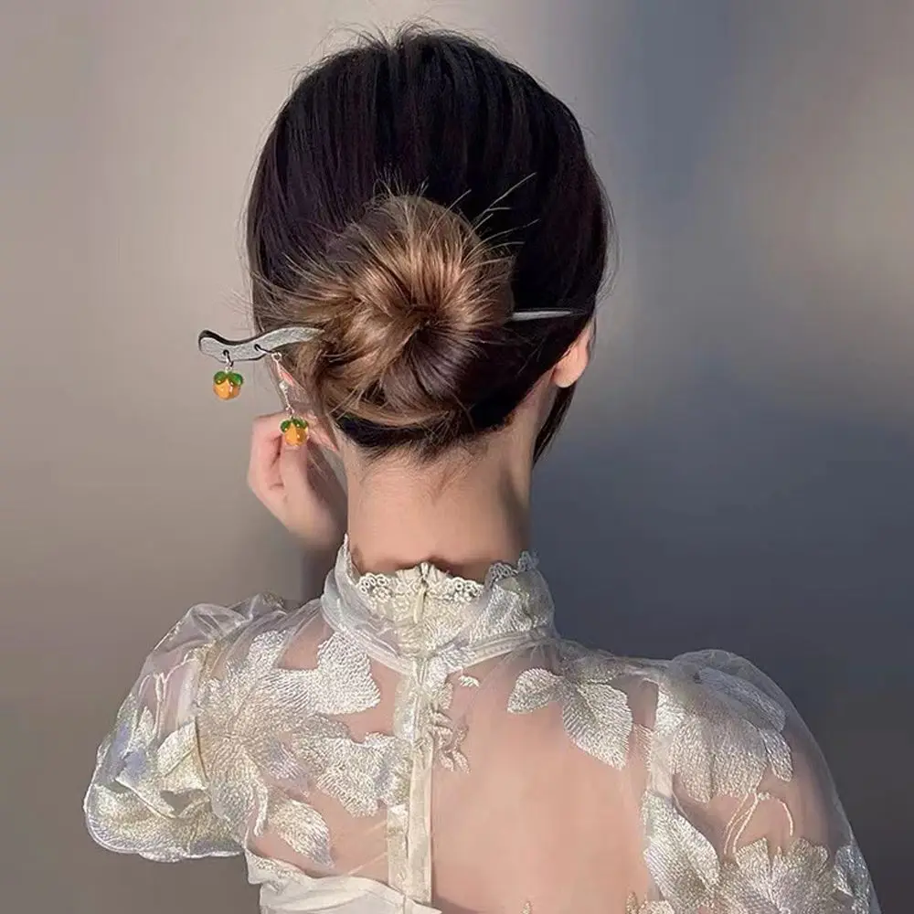 

Headwear Elegant Wooden Ebony Tassel Pearl Chinese Style Hair Clasp Women Hair Stick Hair Fork Hairpin