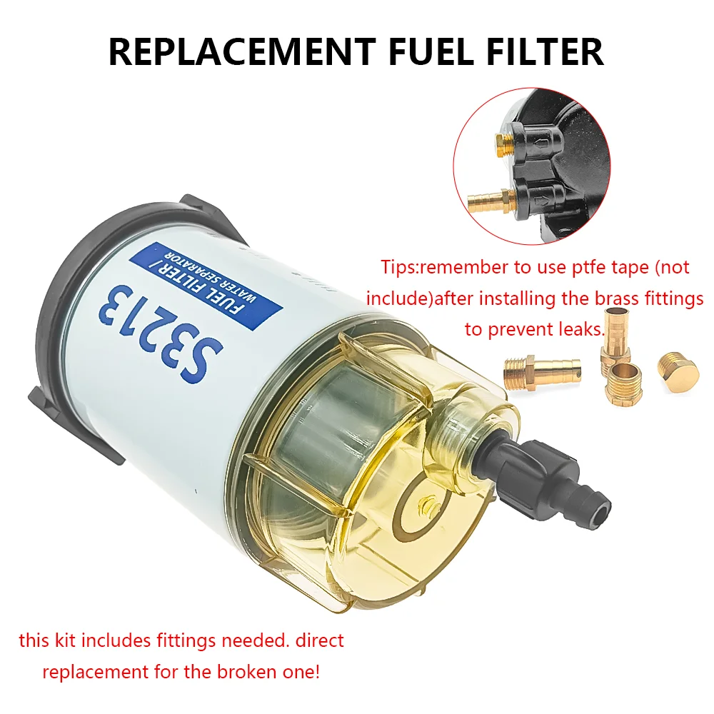 Filtro Carburante Con Separatore Acqua Per Motori Fuoribordo - Kit Completo In Materiale ABS