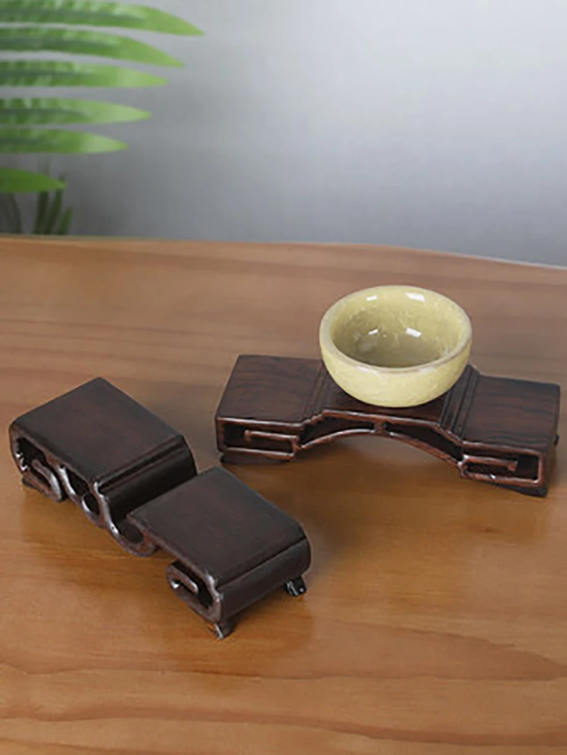 Mini Wood Pedestal Display Stand, Carving Ornaments, Teacup Teapot, Tea Pet incense Burner, Buddha Base Holder, Tearoom Decora