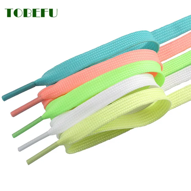 TOBEFU One Pair 120CM Luminous Shoelaces Glow In The Dark Night Color Fluorescent Flat Sneakers Canvas Shoe Laces 4