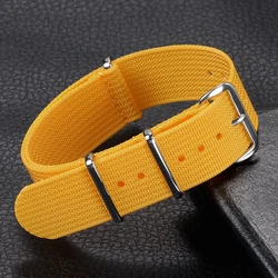 Versatile Ribbed Nylon Watch Strap - Unisex Nylon Bracelet for Military Style Watches (Yellow)