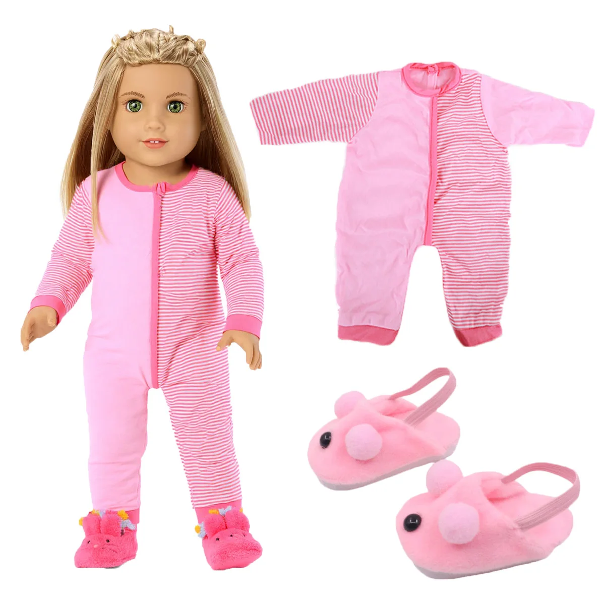 Puppenpyjamas und Schuhe für 18 Zoll (43 cm) American Girl Puppen, Baby-Puppenkleidung, Zubehör, Our Generation 42 cm, Nenuco – Detail 7