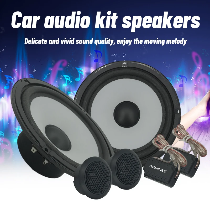 Auto Cube 6inch Car Speeaker Set Max 150Watt with 2Way Full Range Subwoofer and Tweeter Car Audio Component Speaker System