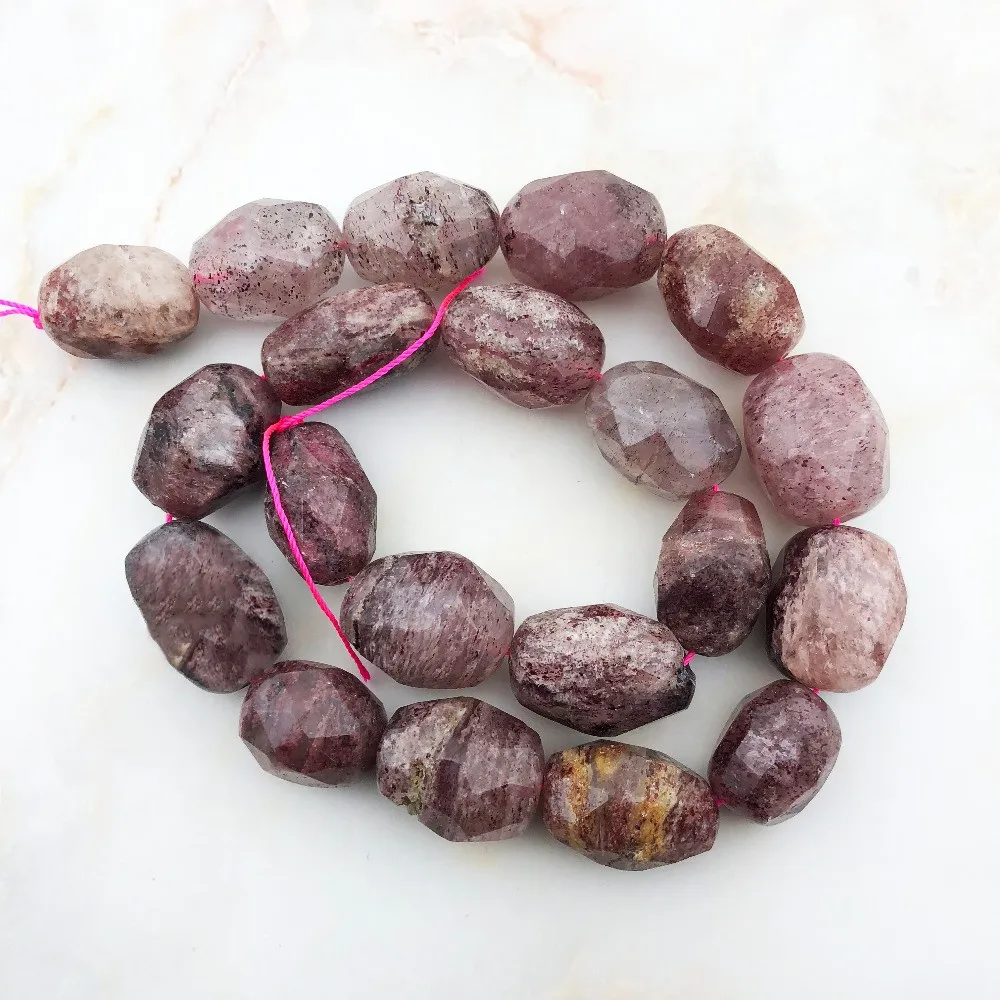 Natural Polished Faceted Red Strawberry Stone Top Quality Quartz Druzy Irregular Quartz Nugget Big Size Beads For Jewelry Making