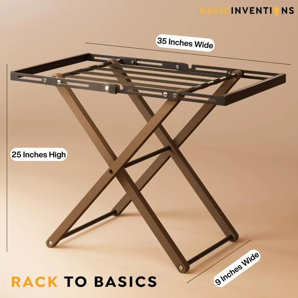 Expandable Luggage Rack - Luxury Folding Stand for Suitcases, Ideal for Hotels, AirBnB, and Guest Rooms, Extends to 35 Inches