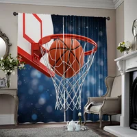 2pcs, 2D flat Curtain basketball 100% Polyester,Without Electricity Festive Backdrops for Holiday Party, General Celebration 1