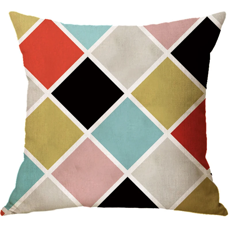 Home Decor Colorful Geometric Cushion Cover For Sofa Office Decoration Nordic Leaf Print Throw Pillow Cover Car Pillowcase 