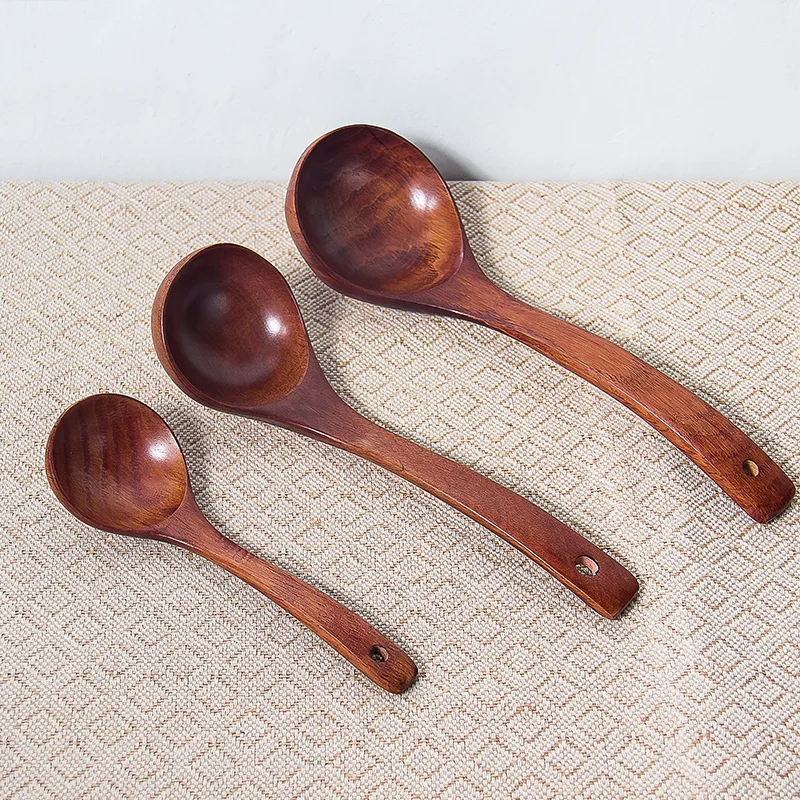 Wooden Scoop Spoon Drink Soup Natural Wood Japanese Korean Cooking Mixing Stirrer Rice Large Long Handle Tableware Kitchen Tools wooden spoon,wooden cooking spoon,soup spoon