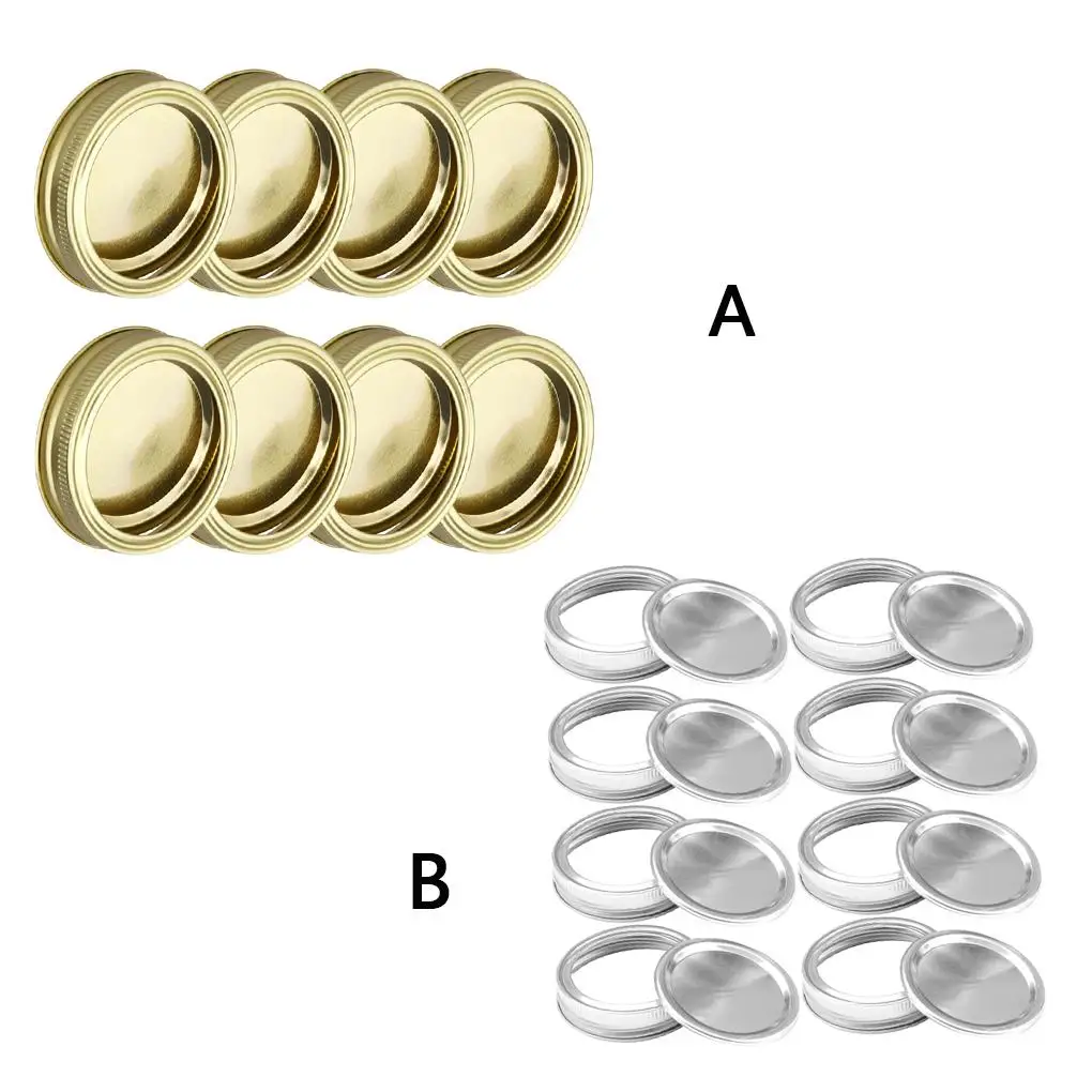 24Pcs 86mm 분할 형 와이드 입 씰링 항아리 뚜껑 캐닝 캡 누출 방지 씰 링 교체 커버 황금