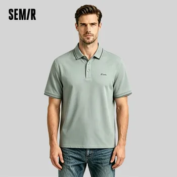 Polo da uomo Semir 2026 a blocchi di colore con risvolto a righe, stampa con lettere, effetto rinfrescante, casual e morbido