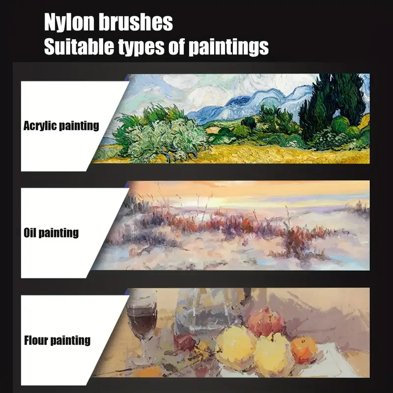 7pcs Large Flat Paint Brush Set, Soft Nylon Bristles for Acrylic, Oil, Gesso, Watercolor-Versatile Artist's Varnish Application 6