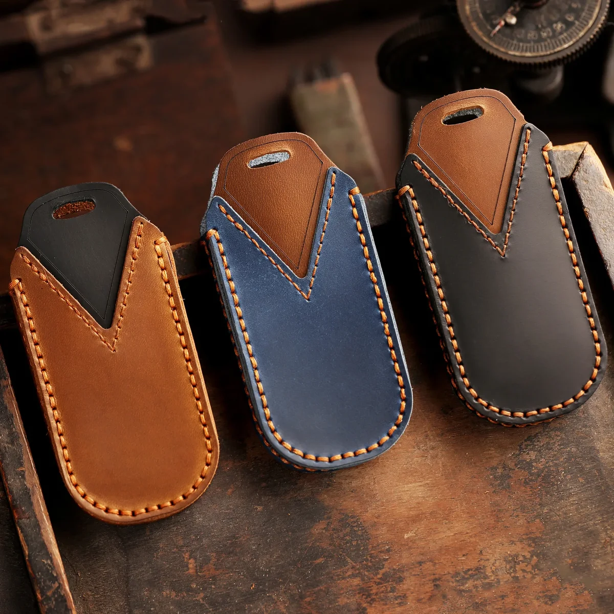Leather Car Fob Key Case Cover Protector for Bmw Mini Countryman Cooper One 2023 2024 Remote Accessories Holder Shell Keychain — view 2
