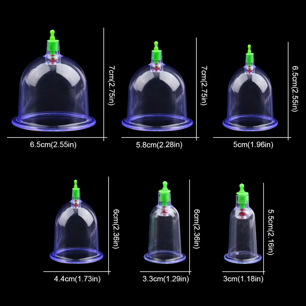 6Pcs Vacuum Cupping Sets with Pumping Gun Suction Cups Back Massage Body Cup Detox Anti Cellulite Cans Healthy Care Jars 4