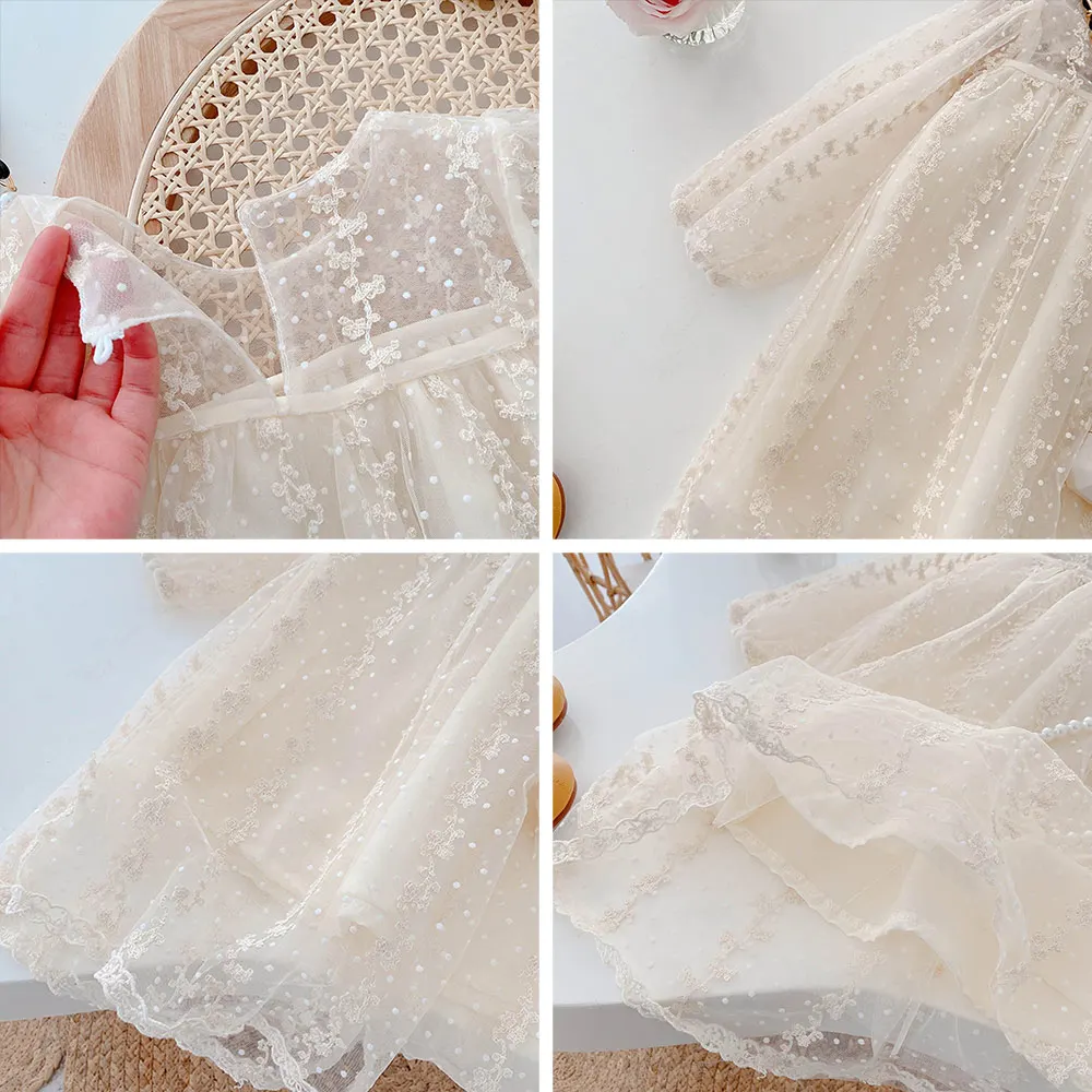 Bear Leader Lace Baby Girls Dress Long Sleeve Dresses Summer Weddings Kids Birthday Party Princess Dress Children Tulle Vestidos girls dress princess costume