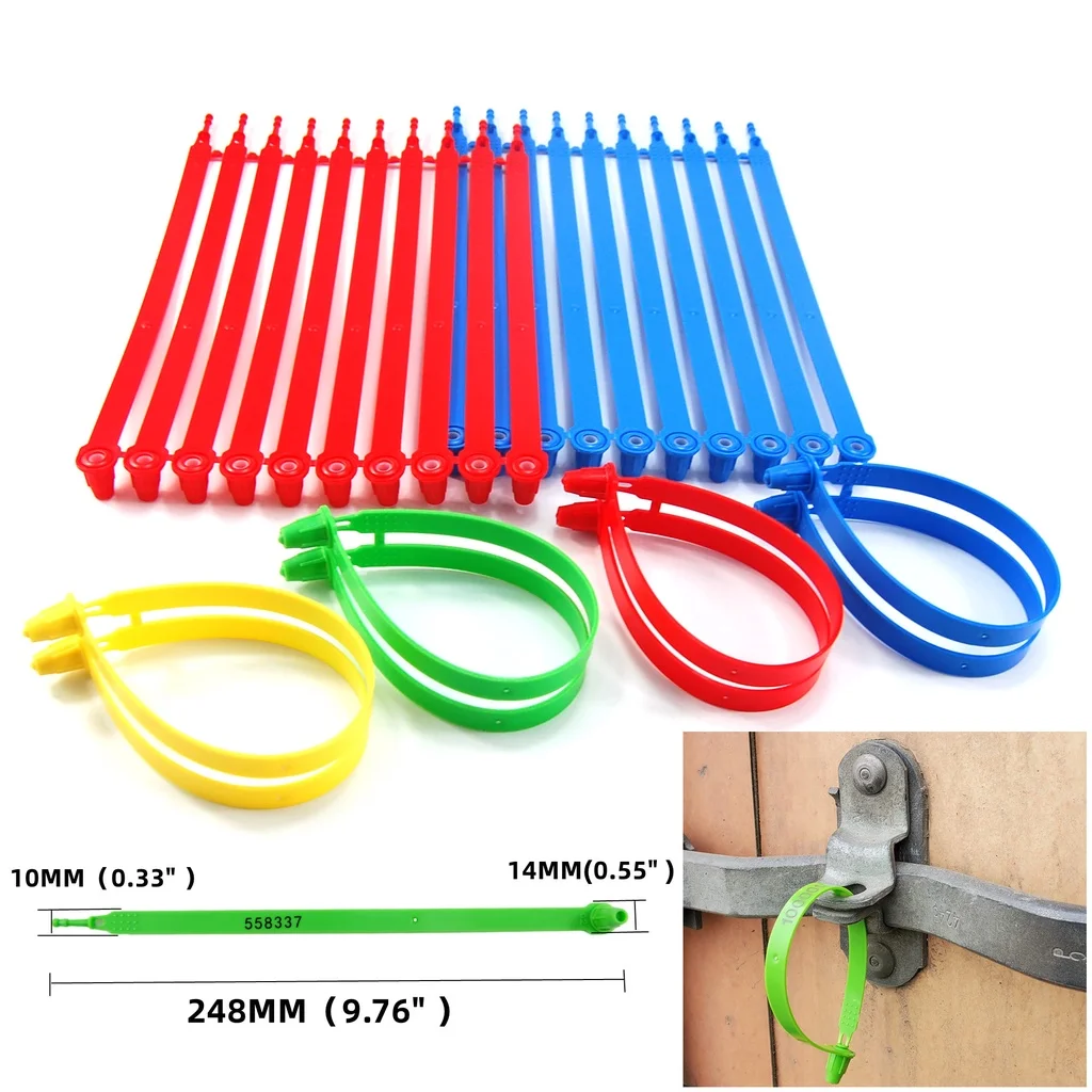 100 Scellés De Sécurité Plastique Numérotés Rouges 7.5 Inch - Pour Camions, Conteneurs, Neufs