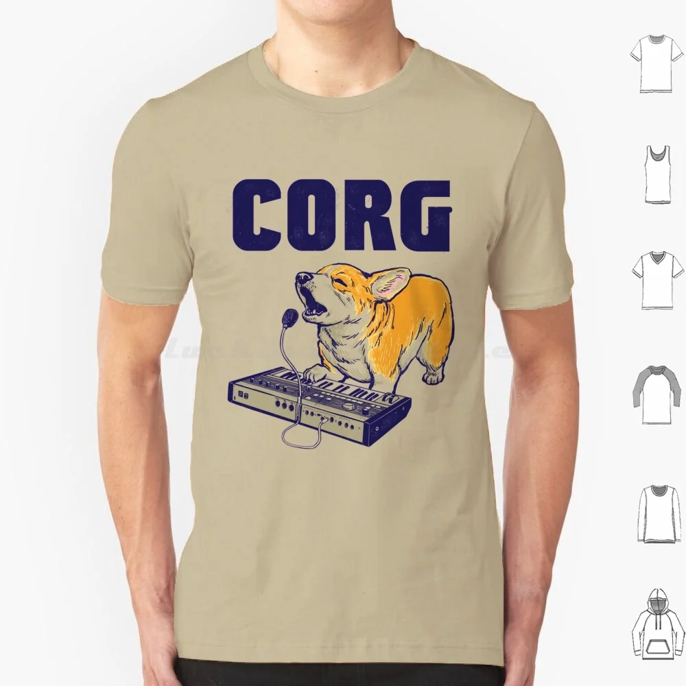 Corgi Vocoder Sintetizzatore Cane T Shirt 6Xl Cotone Cool Tee Sintetizzatore Vocoder Musica Musicista Synth Midi Waveform Corgi Divertente